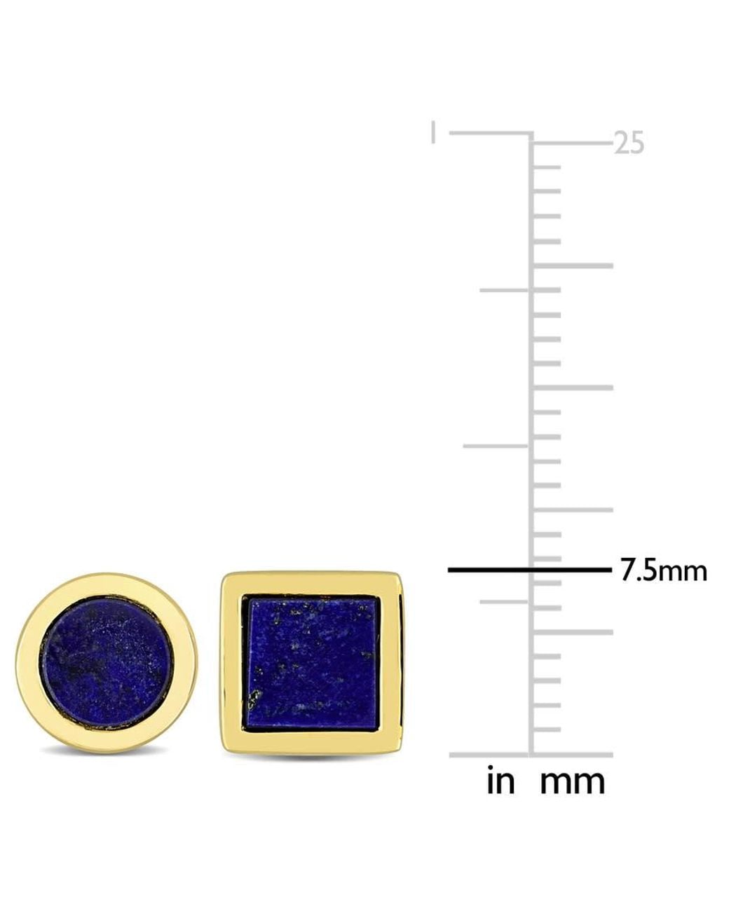 Amour Metallic 2-Piece Set 1 5/8Ct Tgw Lapis Square And Round Stud Earrings for men