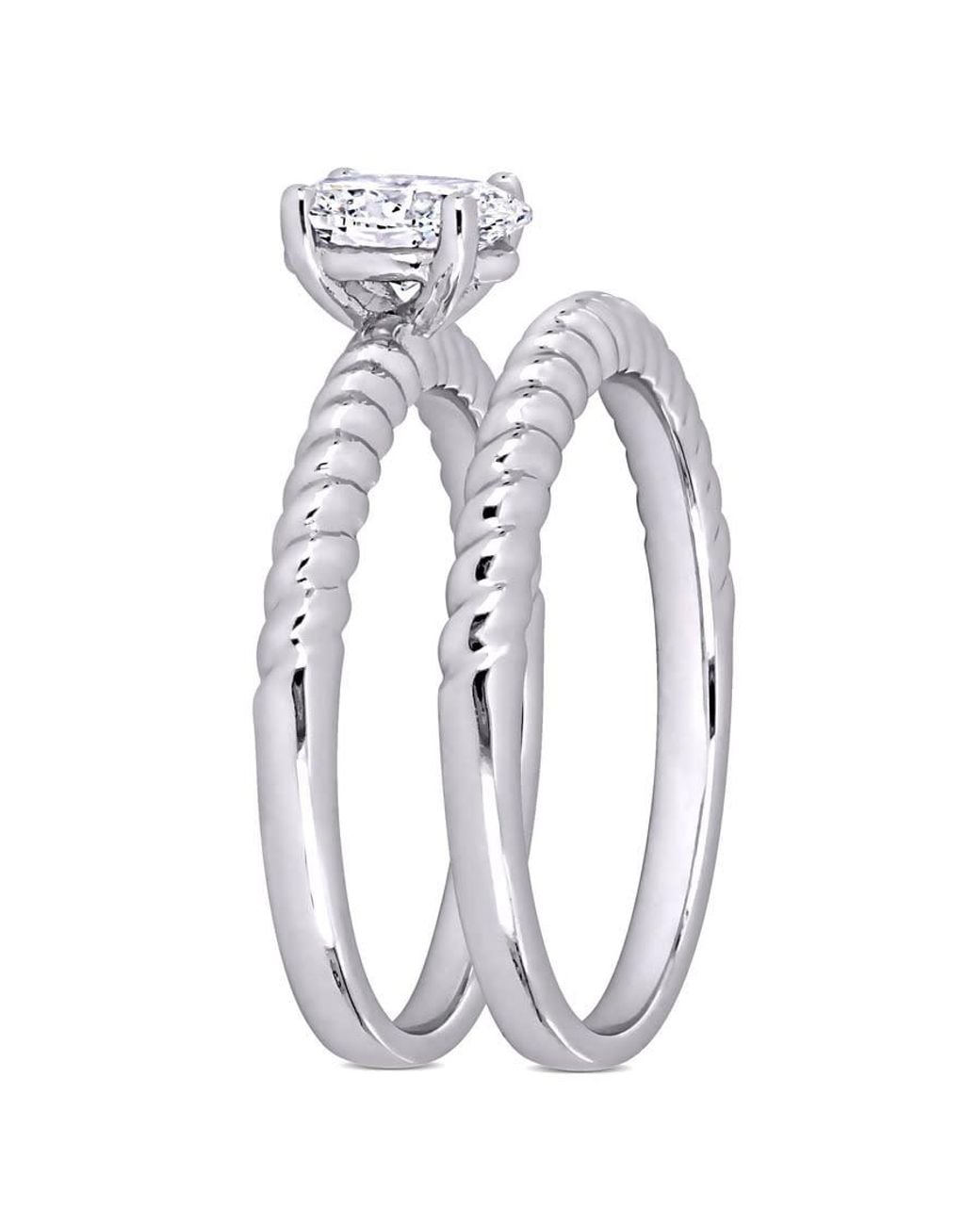 Created Forever Metallic 3/4 Ct Tw Oval Lab-Grown Diamond Twisted Band Bridal Set for men