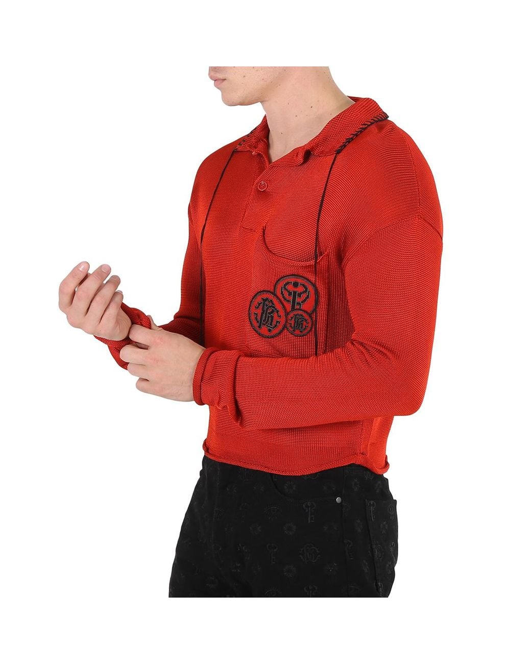 Roberto Cavalli Red Jasper Polo Sweater for men