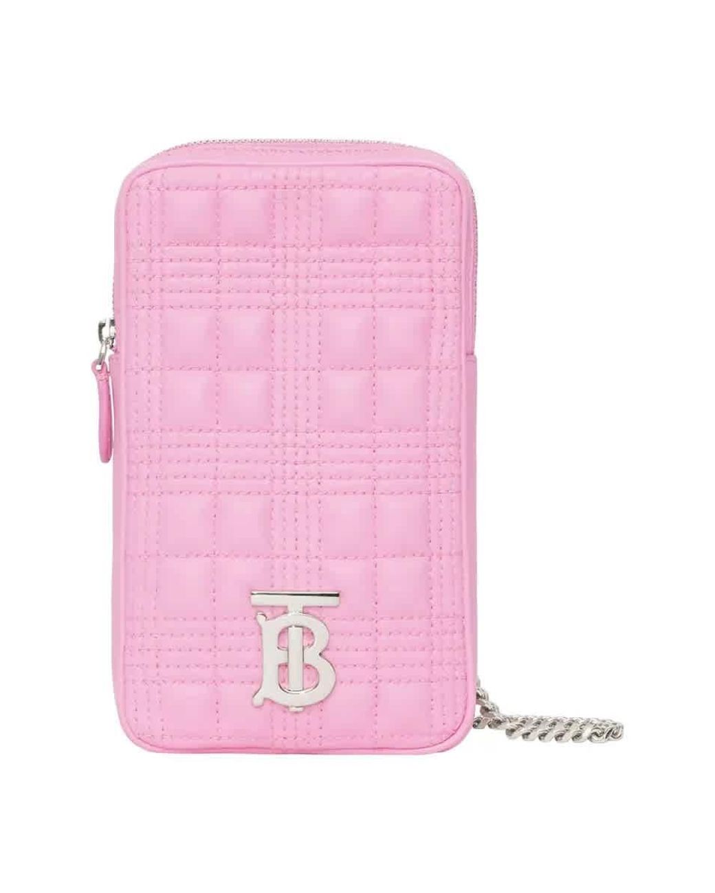 Burberry Mini Vertical Lola Logo Quilted Leather Shoulder Bag in Pink
