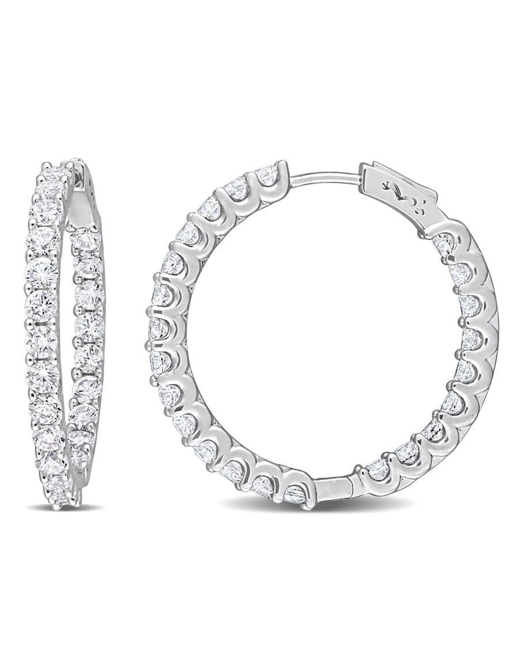 Amour Metallic 6 7/8 Ct Tgw Created Sapphire Inside-Outside Hoop Earrings for men