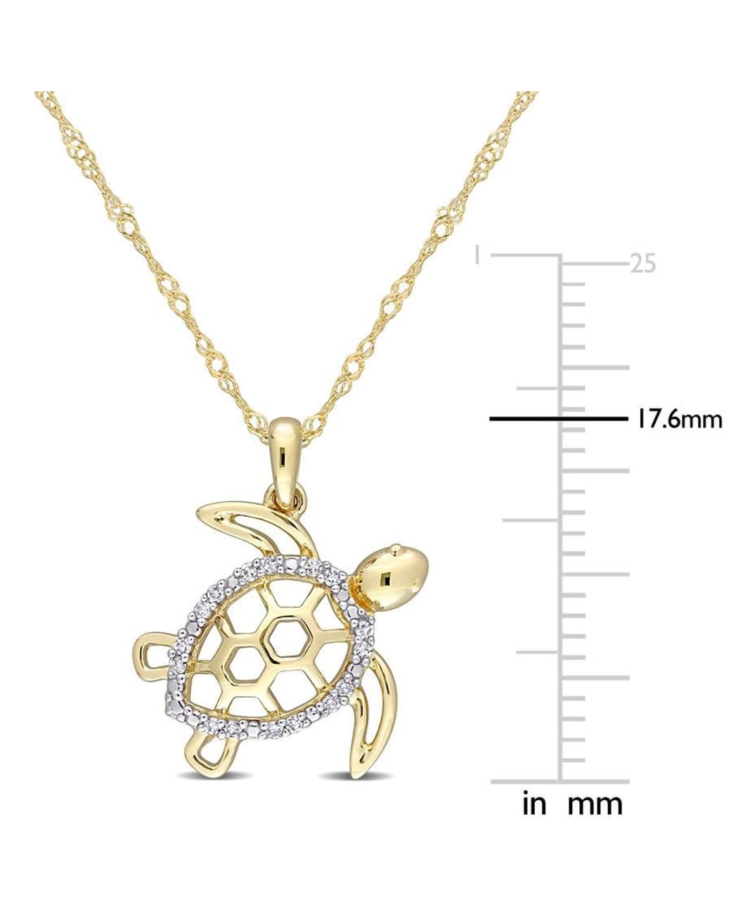 Amour Metallic Diamond Accent Sea Turtle Pendant With Chain for men