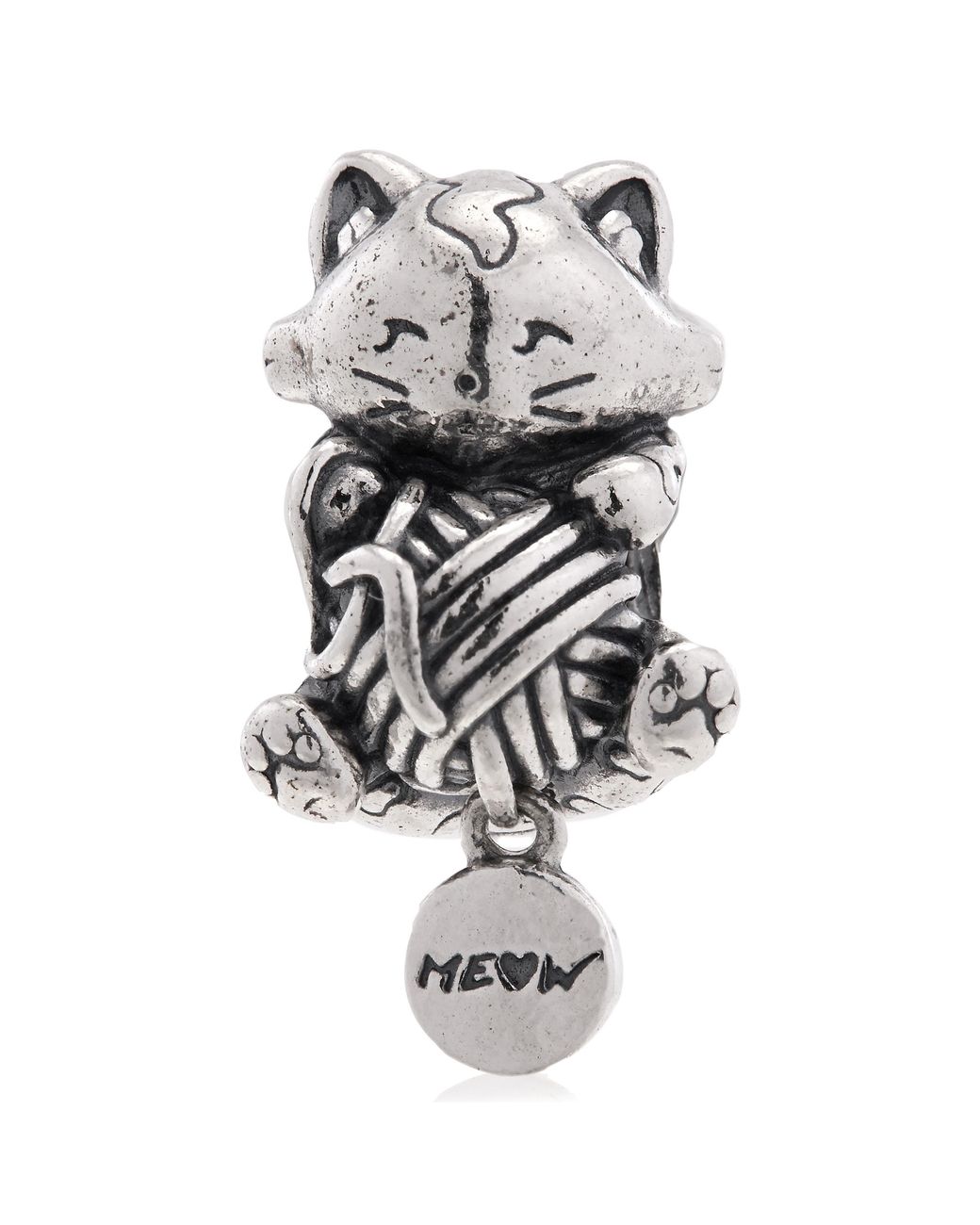 Pandora White Kitten And Yarn Ball Sterling Charm for men