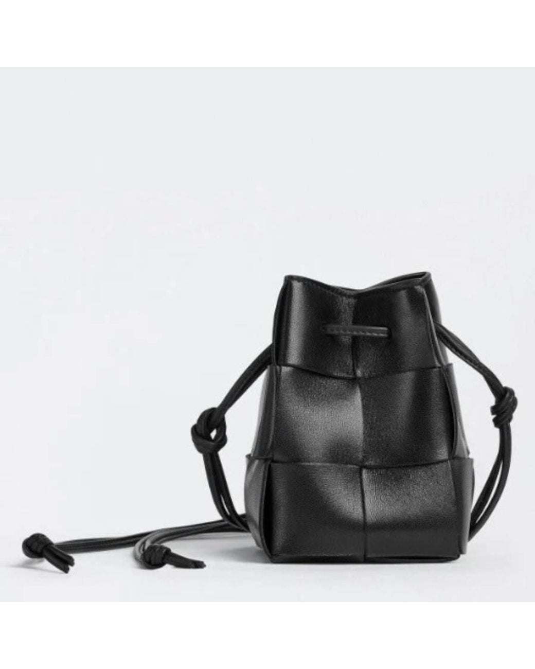 Bottega Veneta Black Mini Intreccio Leather Bucket Bag for men