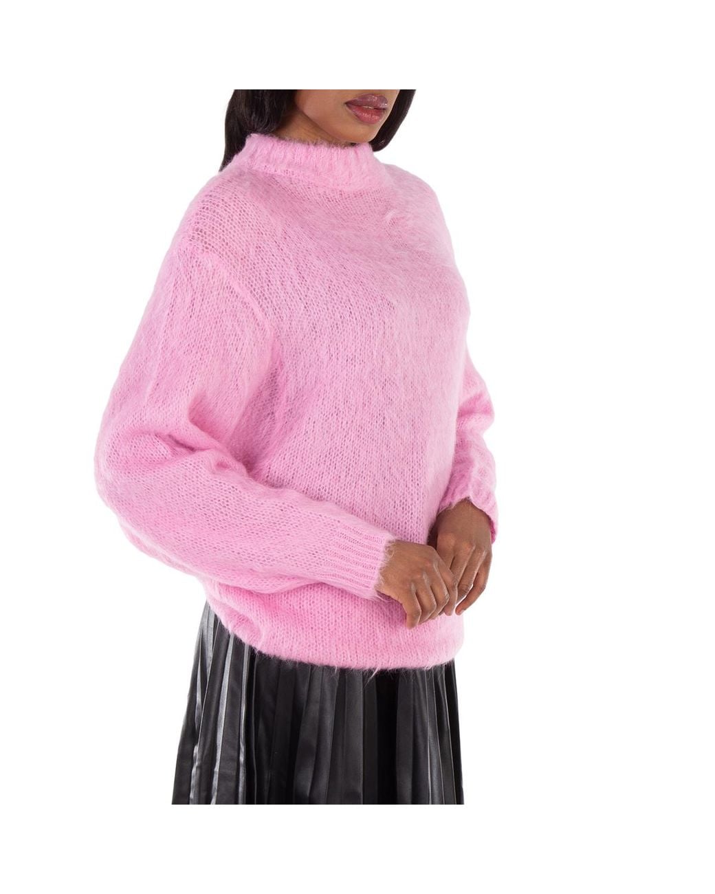 MM6 by Maison Margiela Pink Loose Knit Round Neck Sweater, Size X-Small