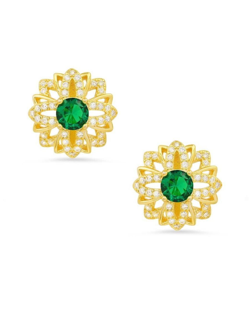 Kylie Harper Metallic 14K Over Emerald Cz Floral Stud Earrings for men