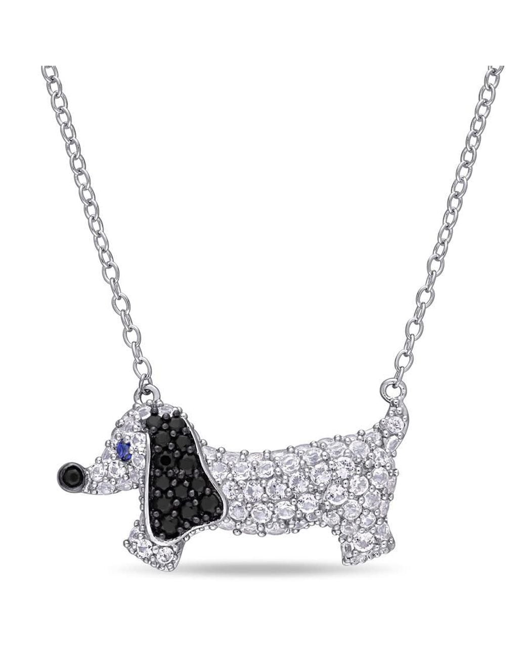 Amour Metallic 1 1/2 Ct Tgw Created And Sapphire Spinel Dog Necklace for men