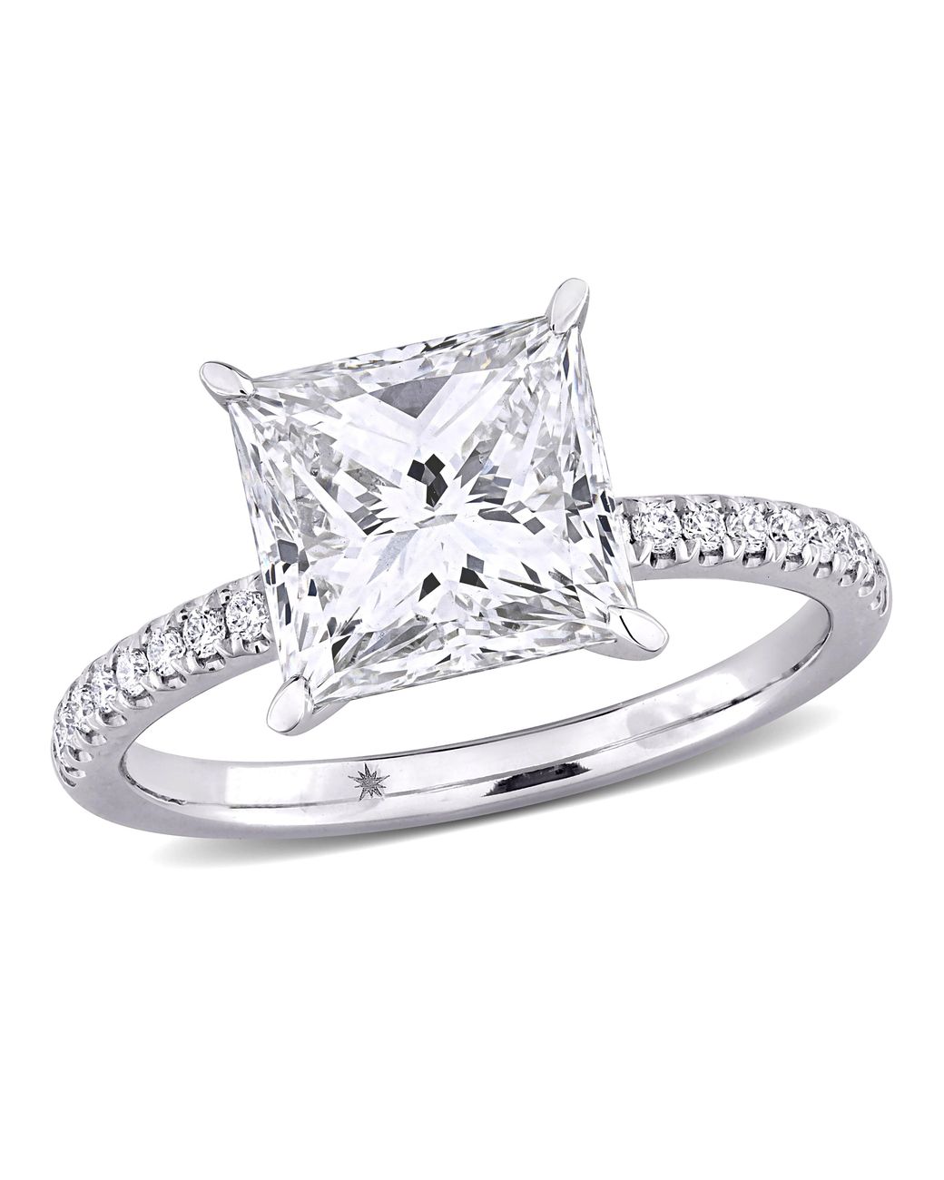 Created Forever Metallic 3 1/6Ct Tw Princess And Round-Cut Lab-Grown Diamond Solitaire Engagement Ring for men
