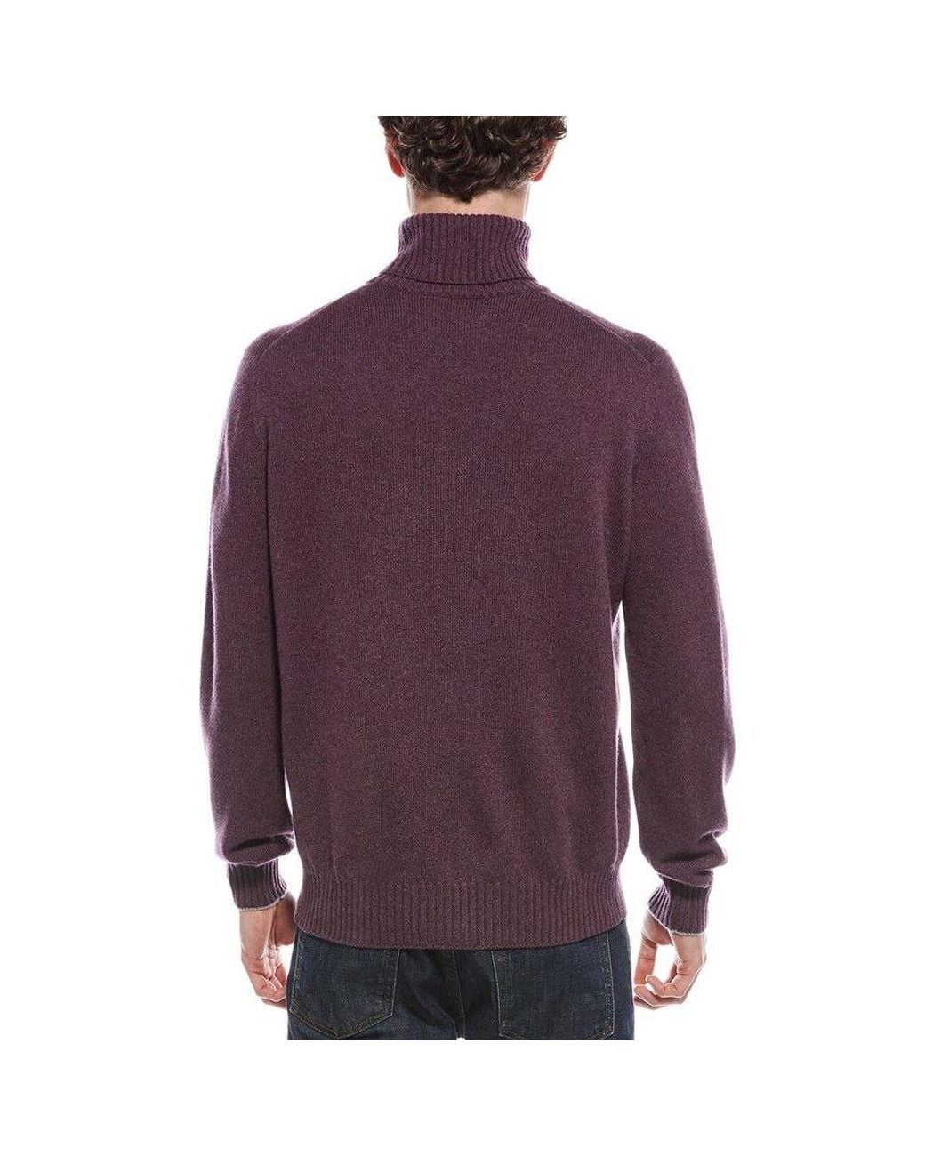 Brunello Cucinelli Purple Turtleneck Sweater With Emblem, Brand Size 50 (Us for men