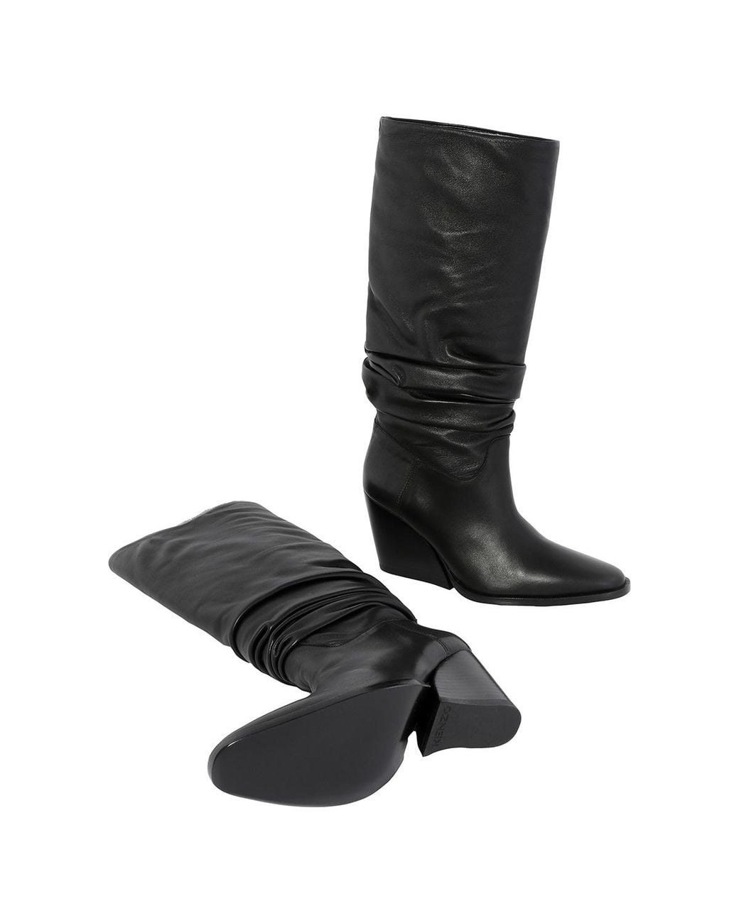 KENZO Black Billow Heel High-Top Boots, Brand Size 37 Us