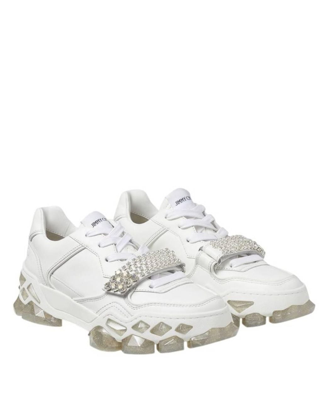 Jimmy Choo White Diamond X Strap/F Leather Trainers, Brand Size 34.5 Us for men