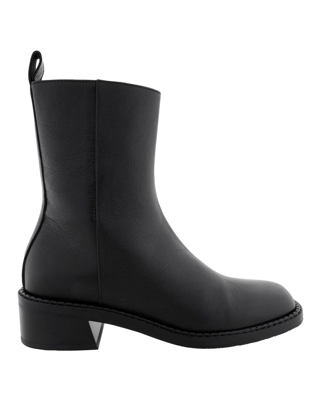 Bally Black Austine Block Heel Leather Boots, Brand Size 38 Us Size 7.5