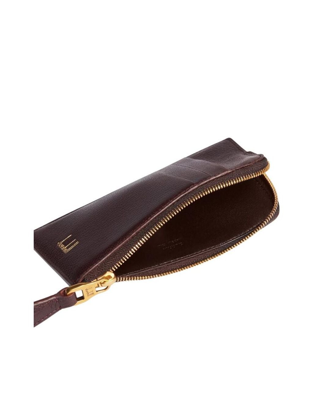 Dunhill Brown Burgundy Duke Fine Zip Leather Card Case for men