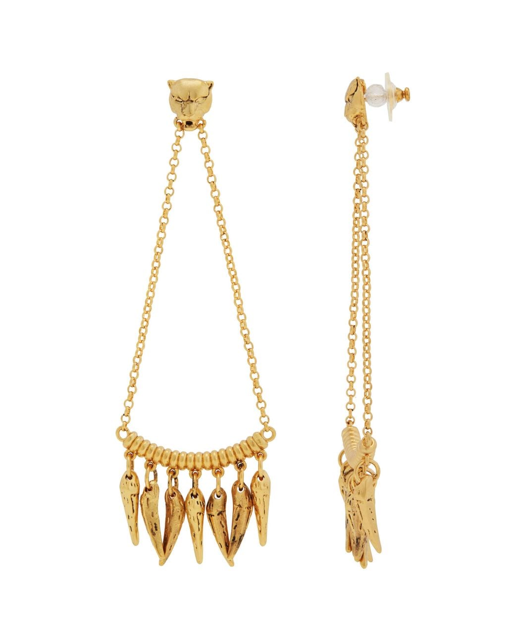 Roberto Cavalli Metallic Tone Panther Drop Earrings for men