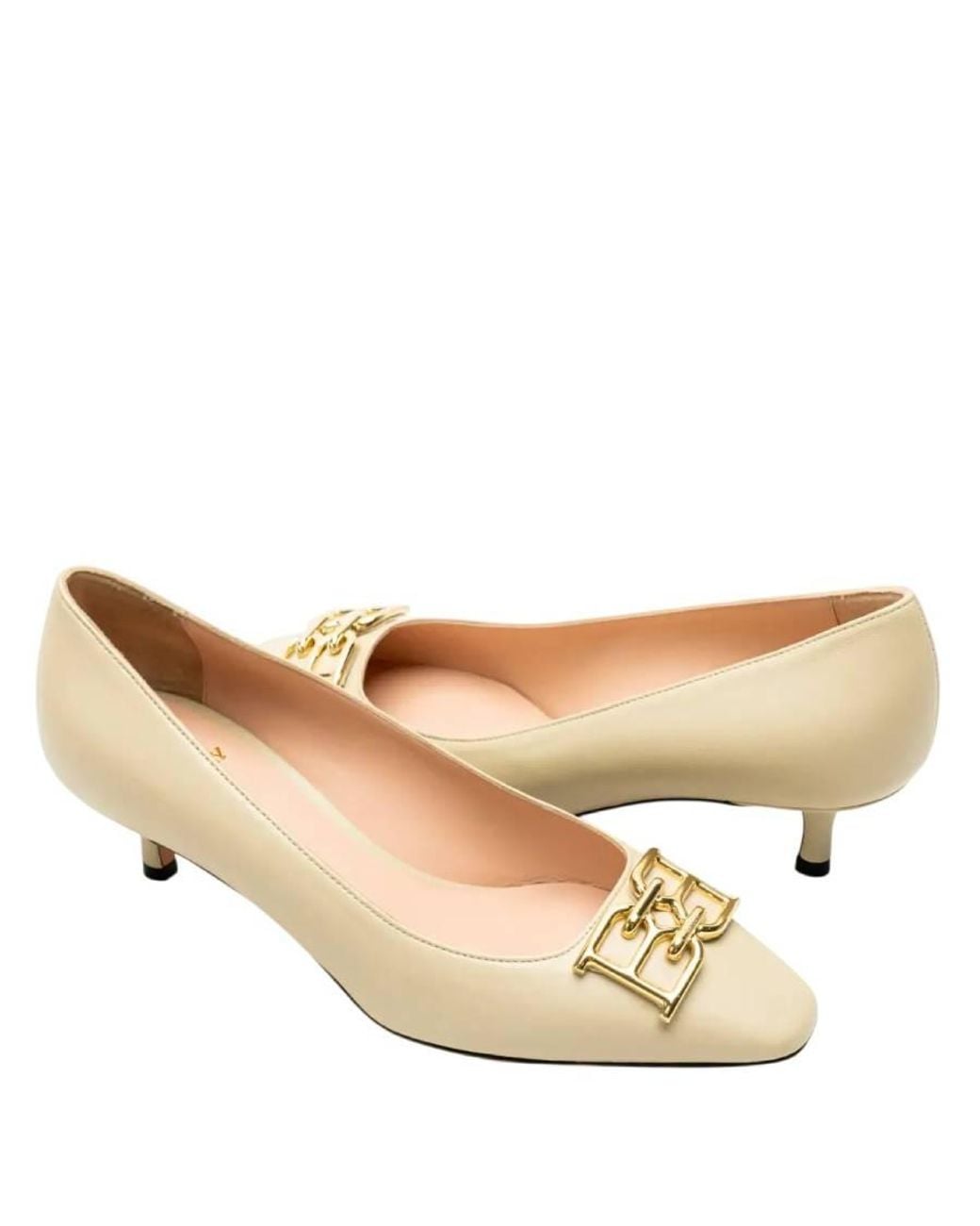Bally Metallic Evanca 45 Leather Pumps, Brand Size 35 Us