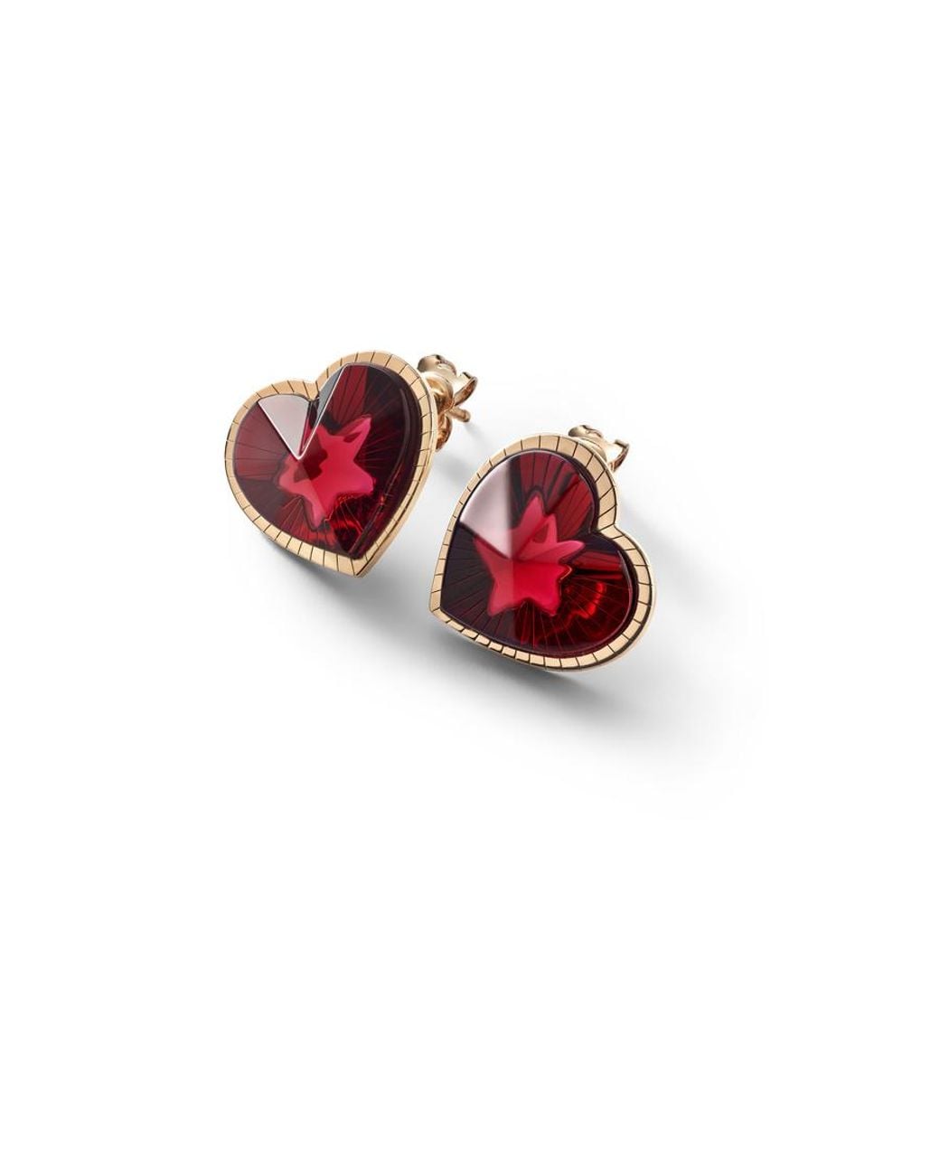 Baccarat Red 18K Plated On Sterling, Crystal Heart Earrings 2813113 for men