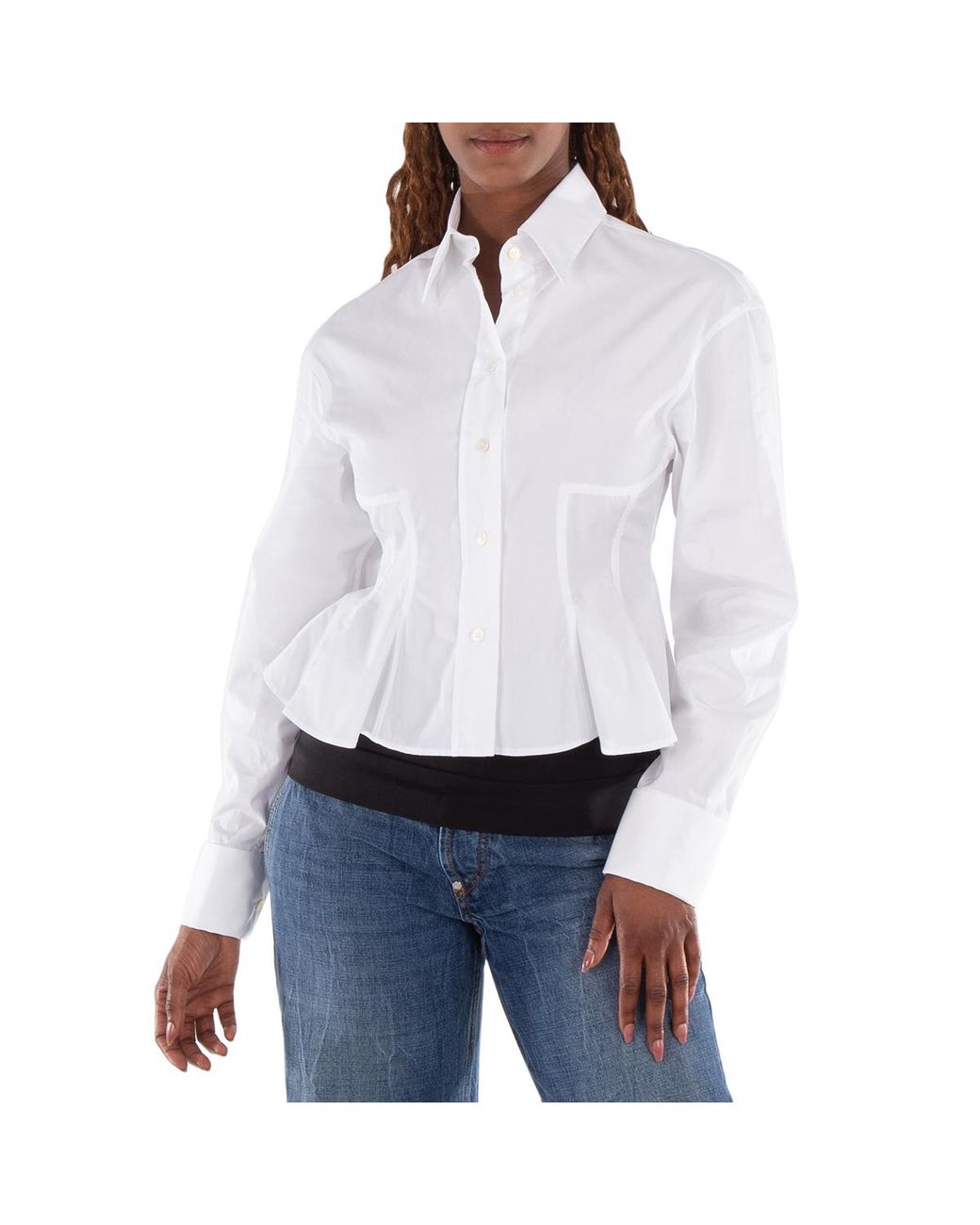 Stella McCartney White Peplum Waist Cotton Shirt