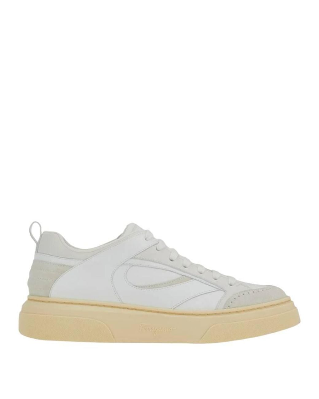 Ferragamo White Ferragamo Panelled Low-Top Sneakers, Size 11 for men