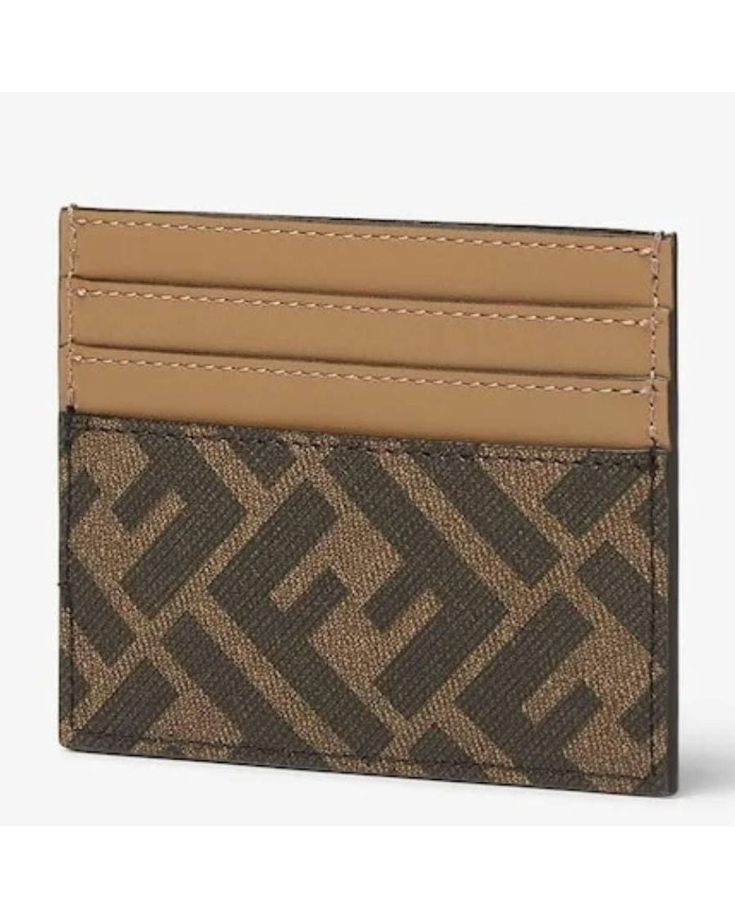 Fendi Brown Ff Jacquard Card Holder for men