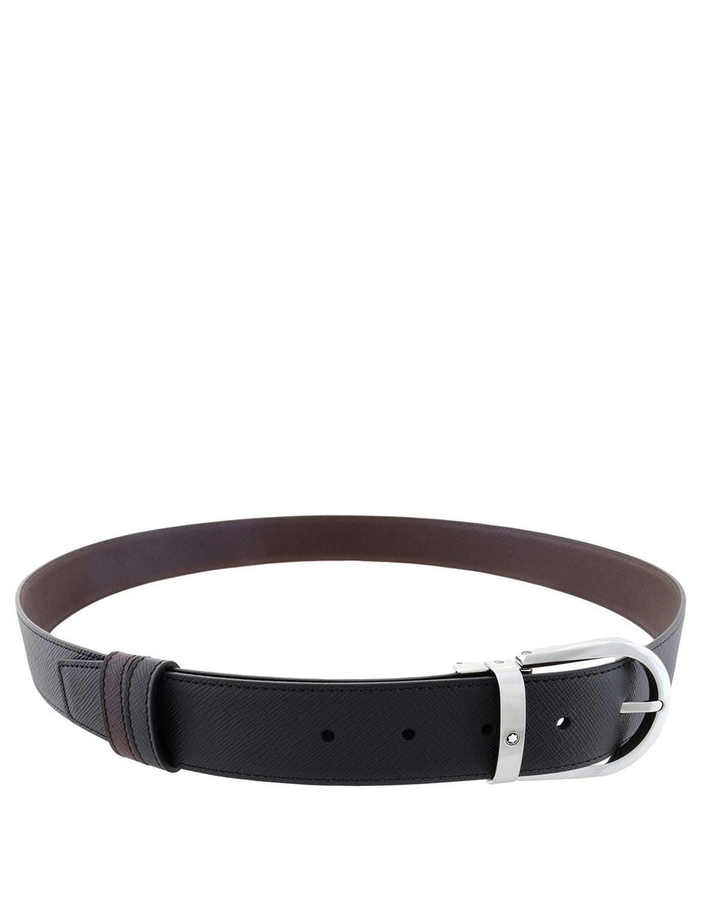 Montblanc Brown Sartorial Leather Horseshoe Buckle Reversible Belt for men