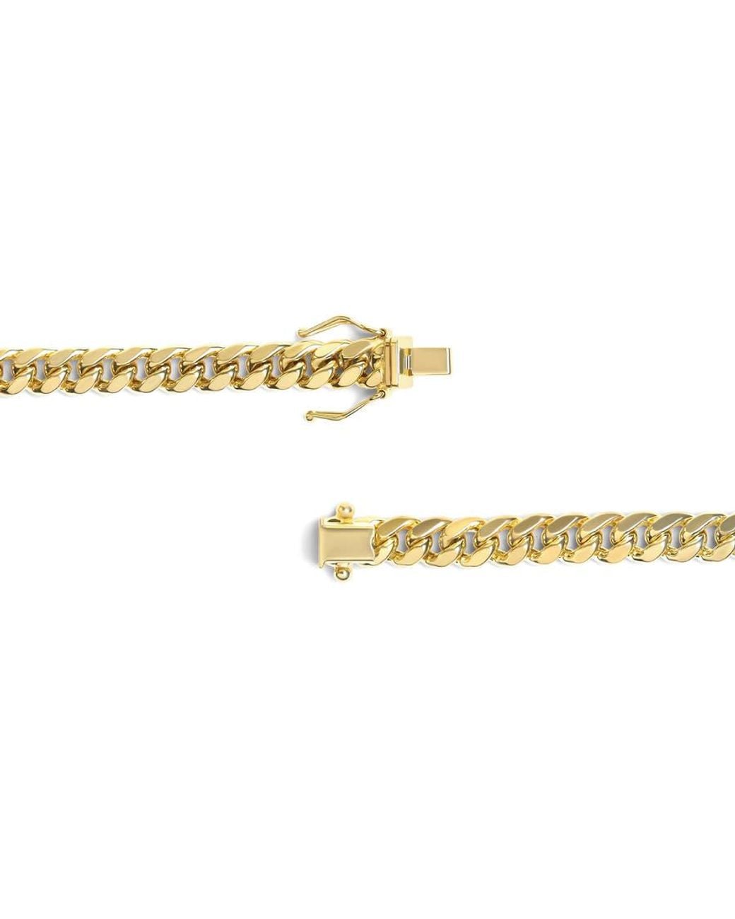 Haus of Brilliance Metallic Semi-Solid 14K 6.1Mm Classic Miami Cuban Chain Necklace