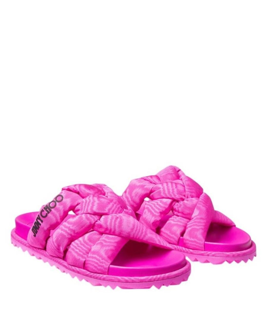 Jimmy Choo Pink Kes Moire Fabric Flat Sandals, Brand Size 34.5 Us