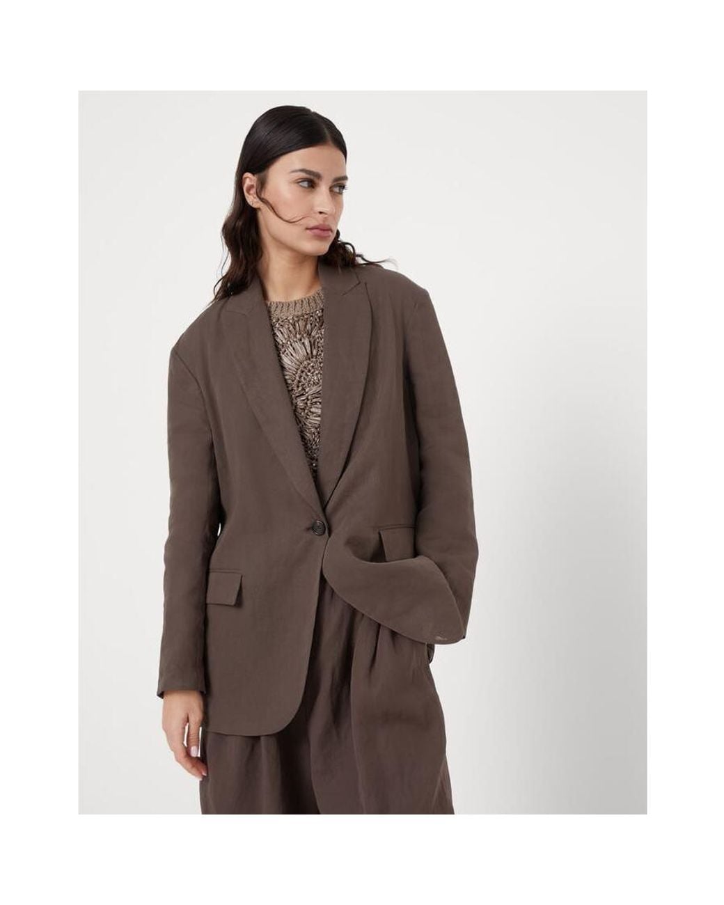 Brunello Cucinelli Brown Relaxed Cotton Blazer, Brand Size 42 (Us for men