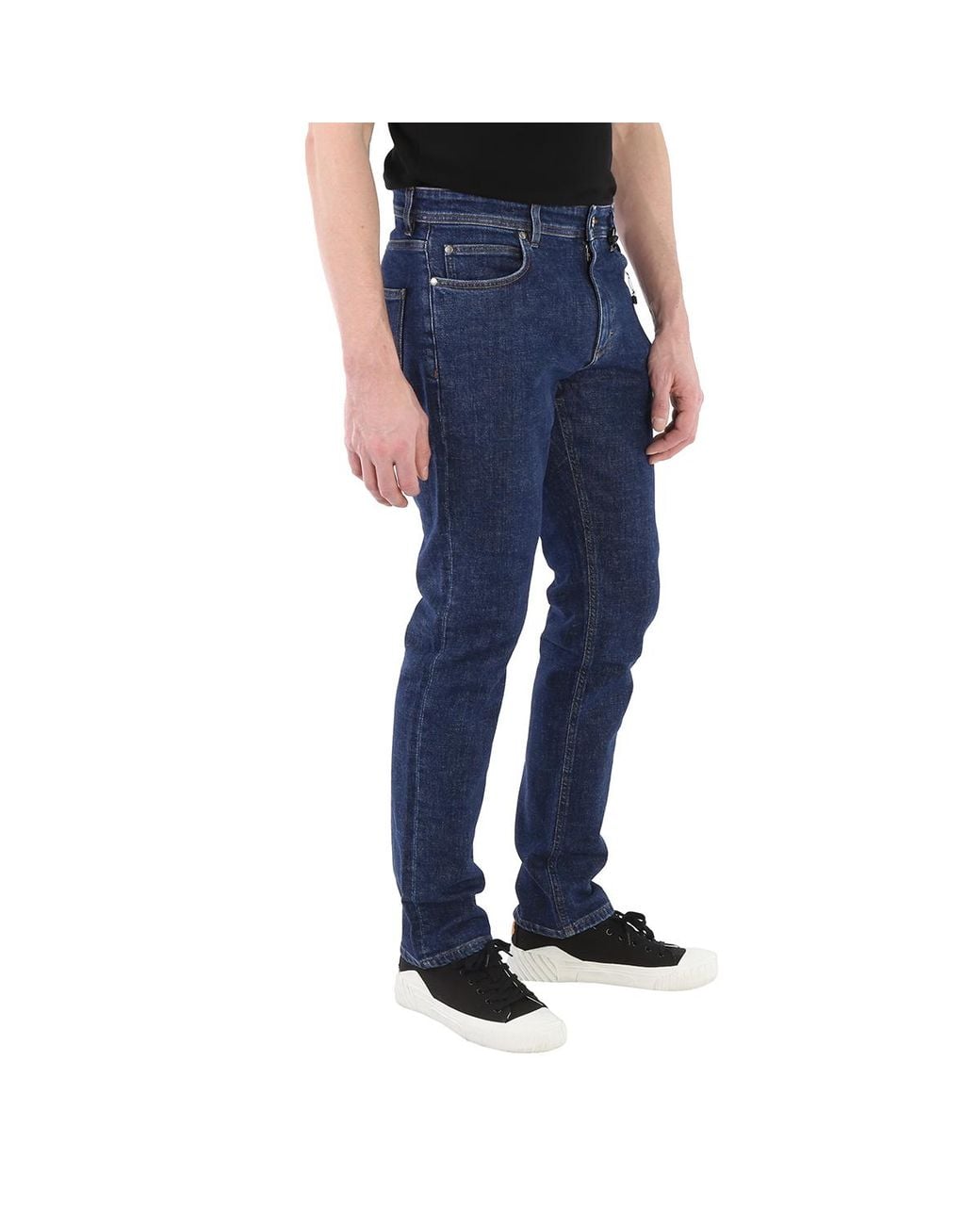 Roberto Cavalli Blue Dark Lucky Symbol Embroidered Five Pocket Jeans, Waist for men