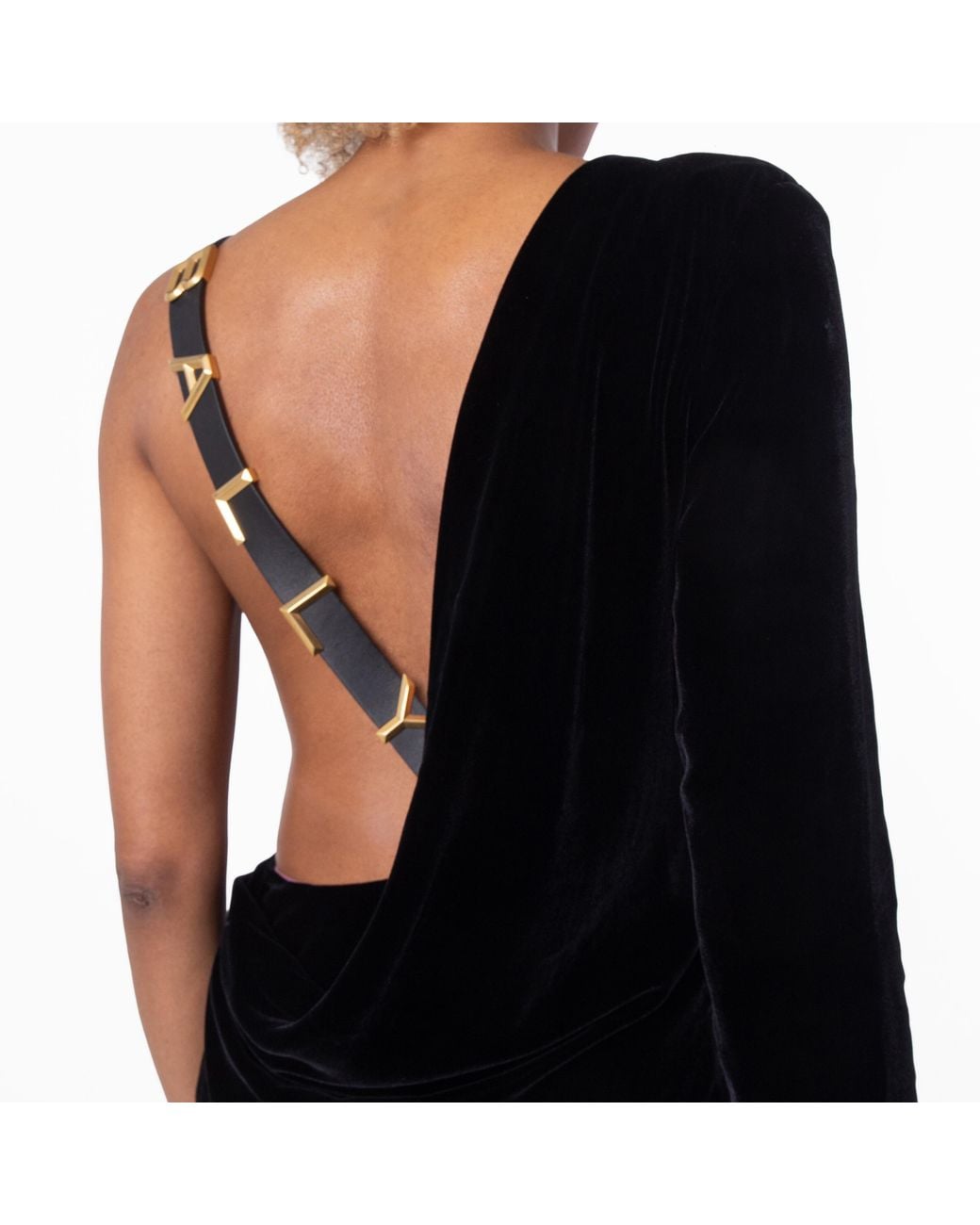 Bally Black Deep V-Neck Dress With Signature Strap Detail, Brand Size 36 Us