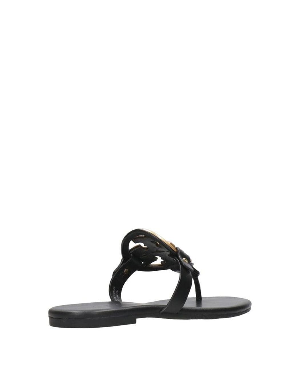 Tory Burch Black Miller Soft Metal Logo Sandals for men