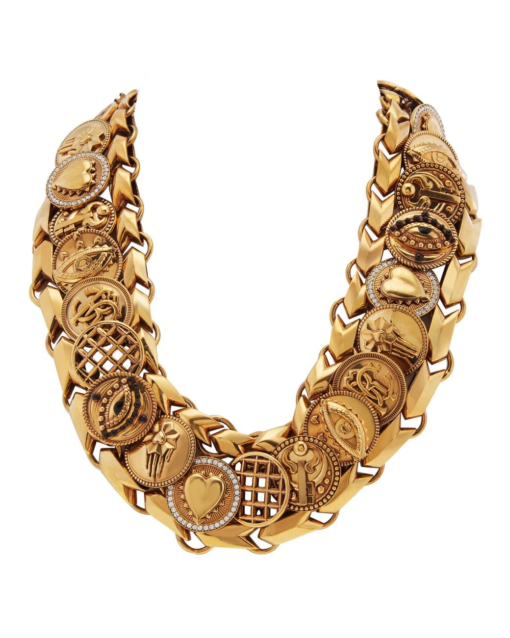 Roberto Cavalli Metallic Tone Statement Collar Necklace for men