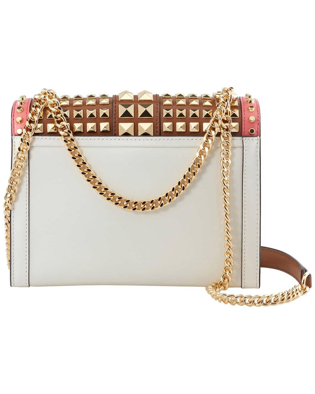 Michael Kors Whitney Large Studded Tri-color Saffiano Leather Convertible  Shoulder Bag In Pink