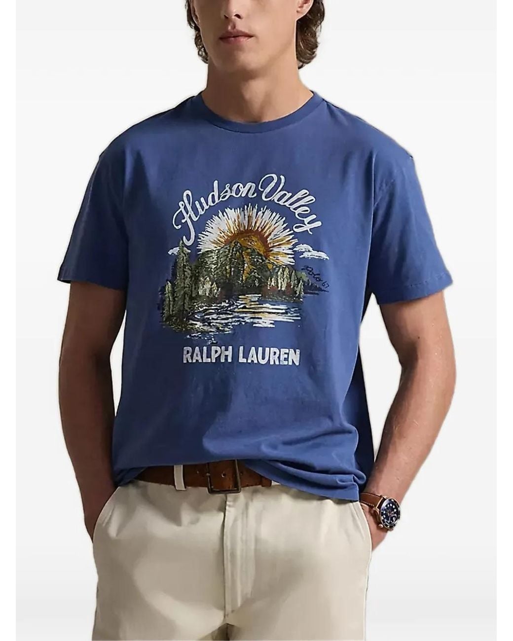 Polo Ralph Lauren Blue Hudson Valley Graphic T-Shirt for men