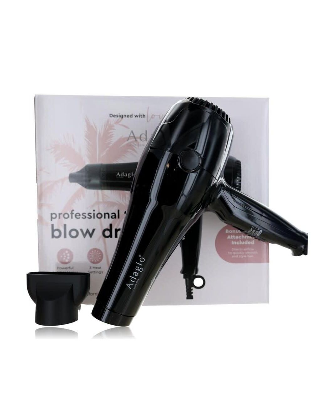 Adagio Black Ladies Professional 2500 Blow Dryer Tools & Brushes 850041992426 for men