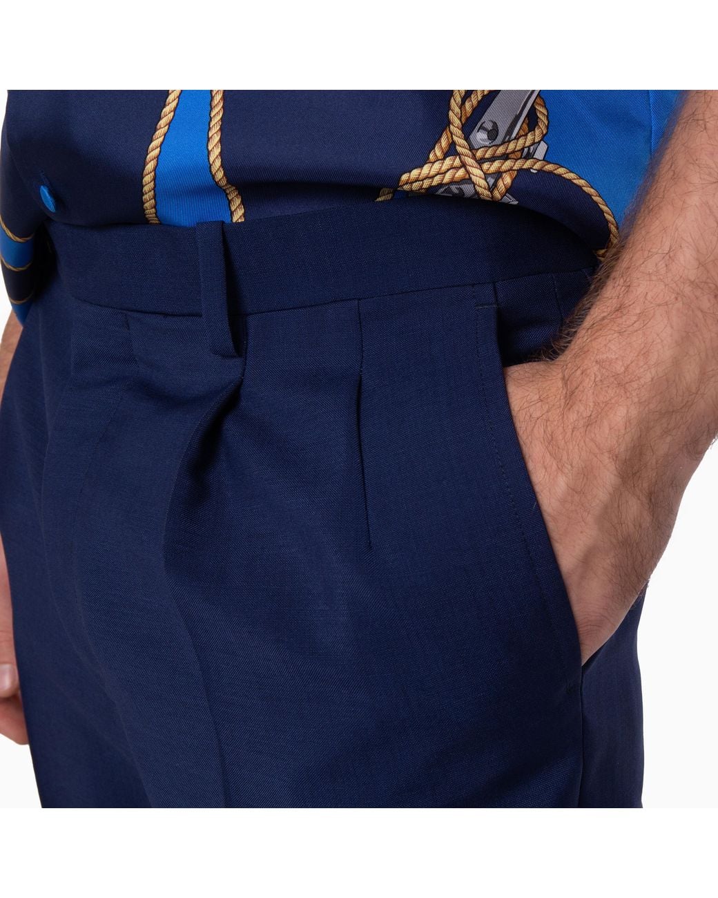 Bally Blue Mohair Wool Straight Tailored Trousers for men