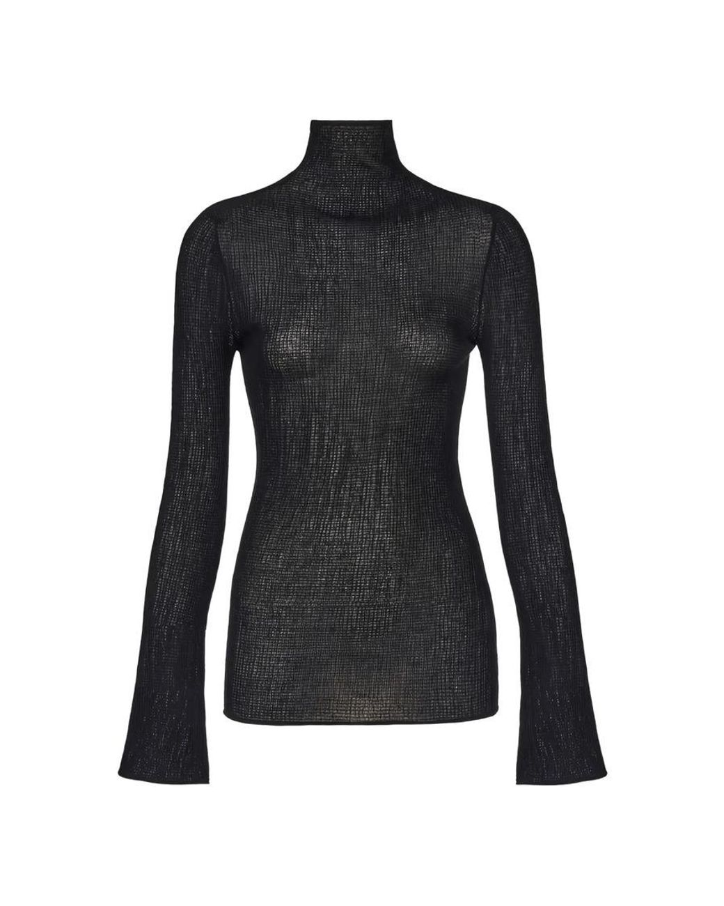 Ferragamo Black Long Sleeves Round-Neck