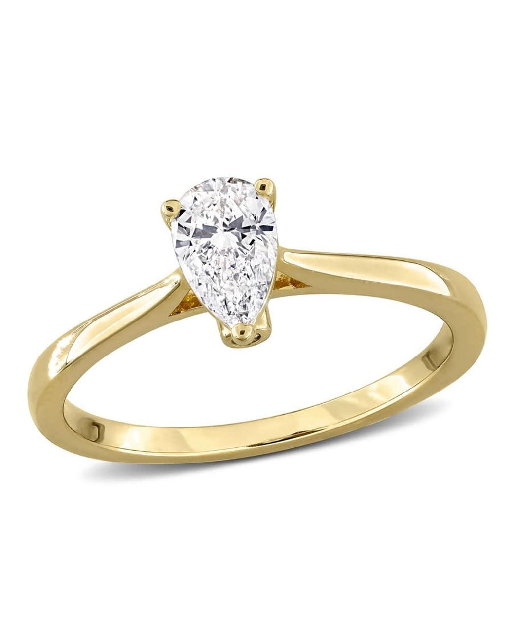 Created Forever Metallic 1/2Ct Tw Pear-Shaped Lab-Grown Diamond Solitaire Engagement Ring With Side Accents for men