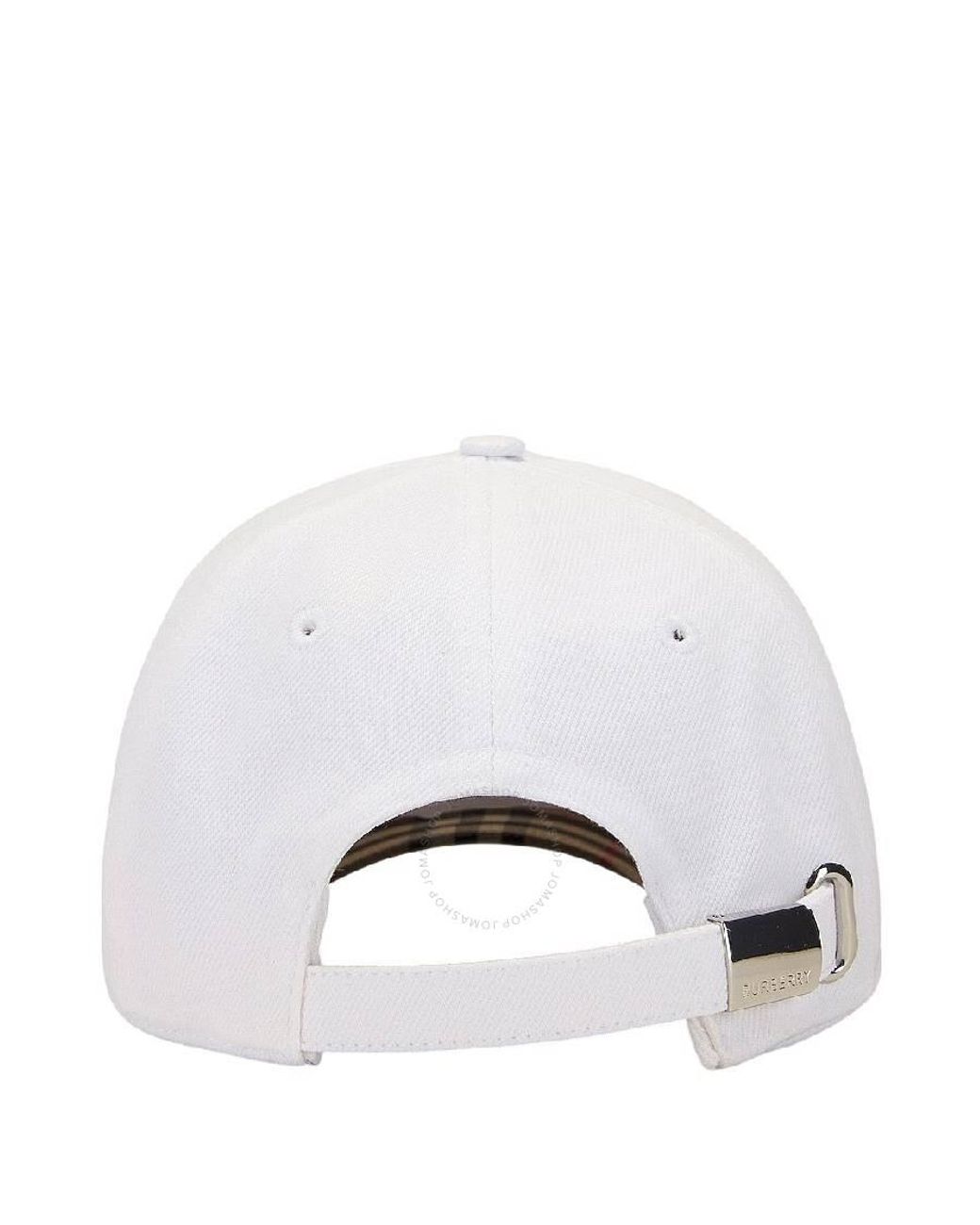 Burberry White Cotton Logo Cap Burberry Embroidered Logo Cotton Baseball Hat in White for  main image 2