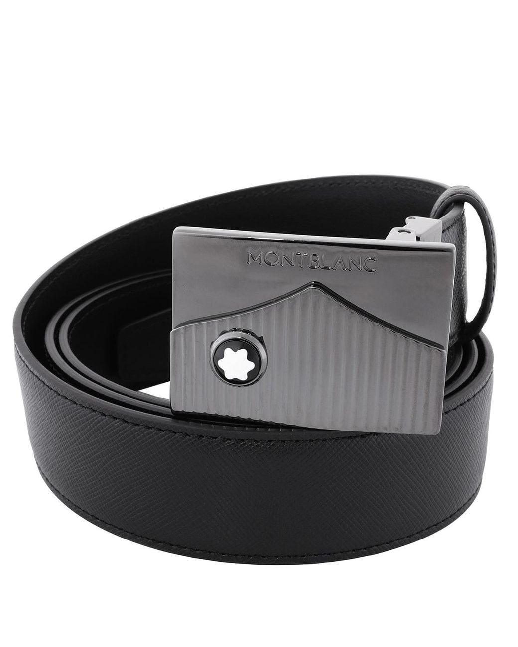 Montblanc Black 35 Mm Saffiano-Printed Leather Belt for men