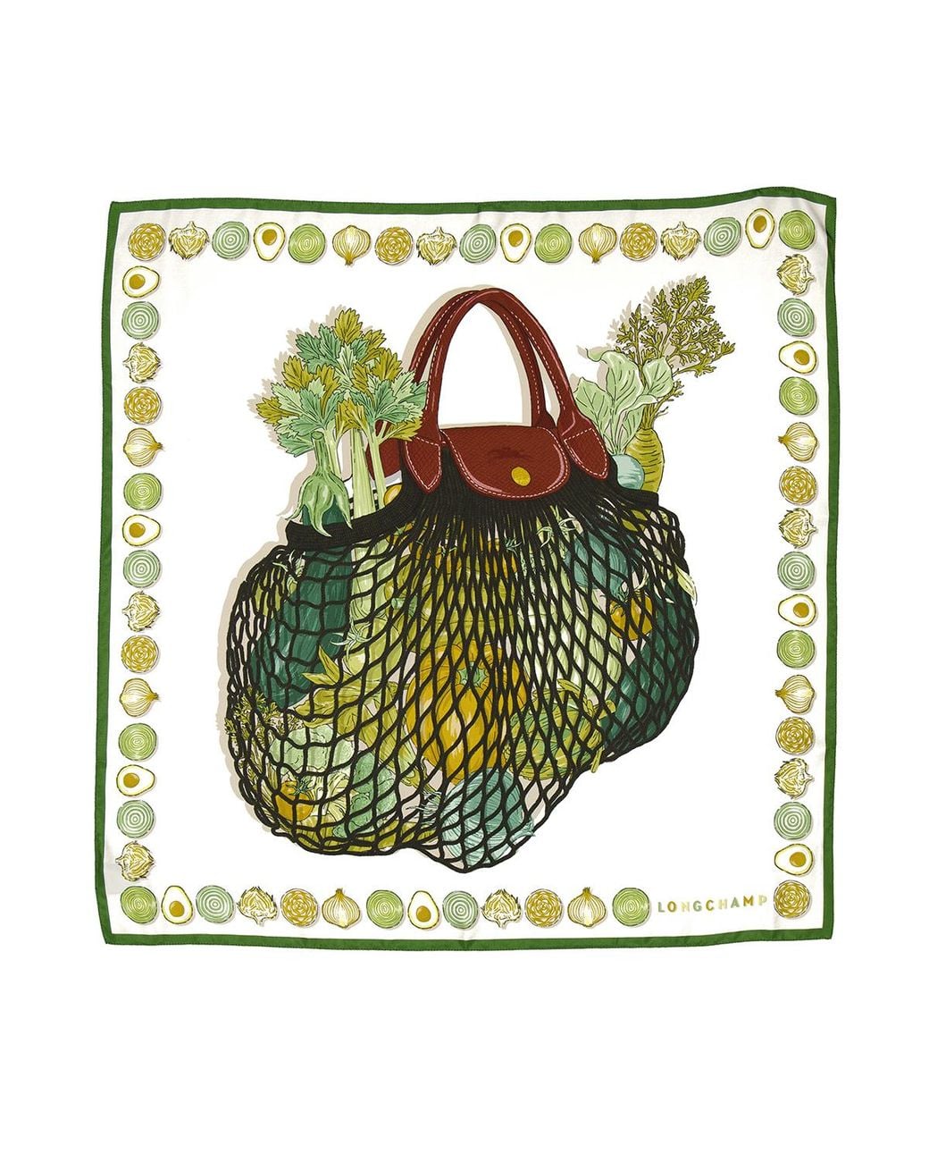 Longchamp Green The Gourmet Mesh Bag Square Silk Scarf for men