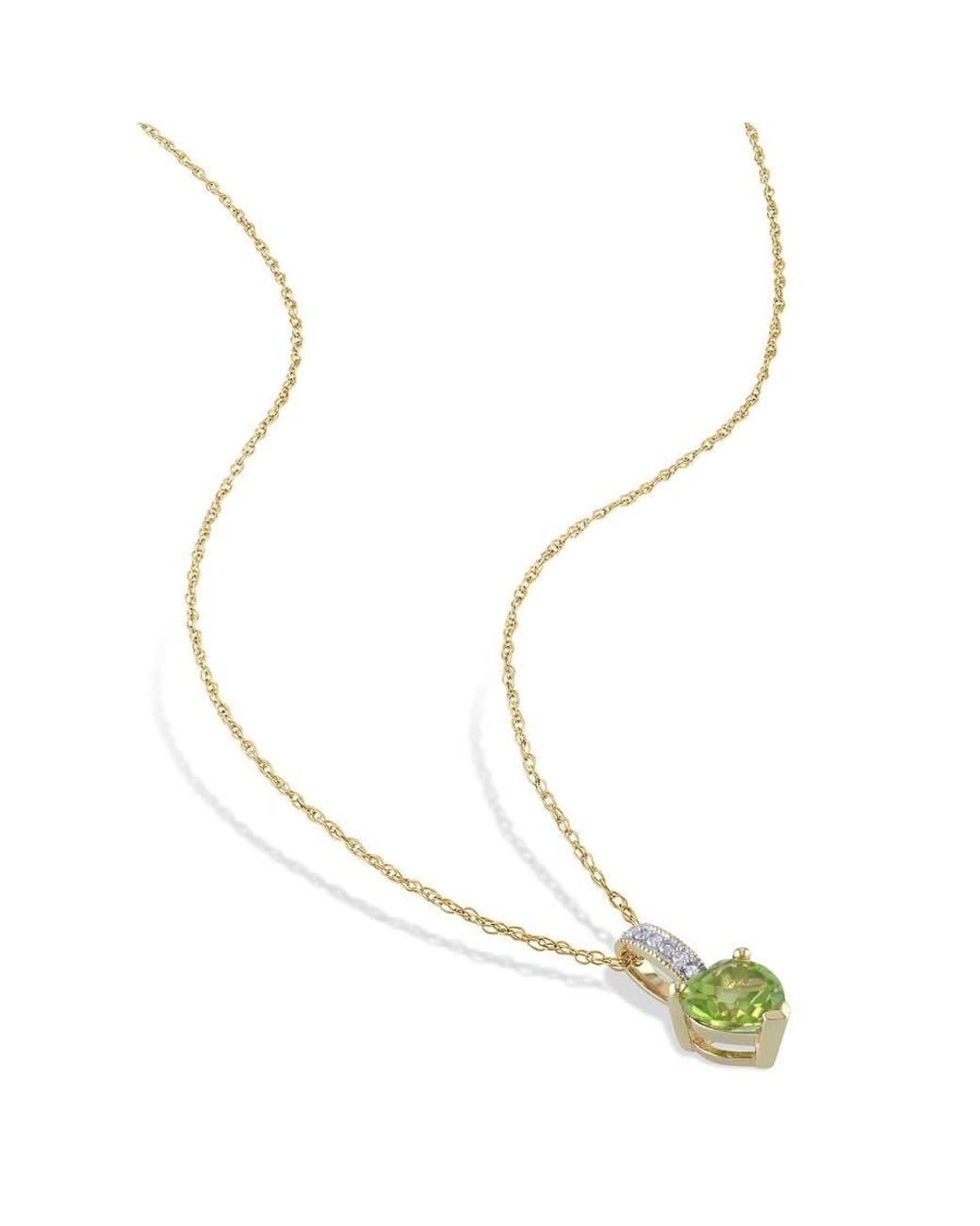 Amour Metallic Heart Shaped Peridot Pendant And Chain With Diamonds for men