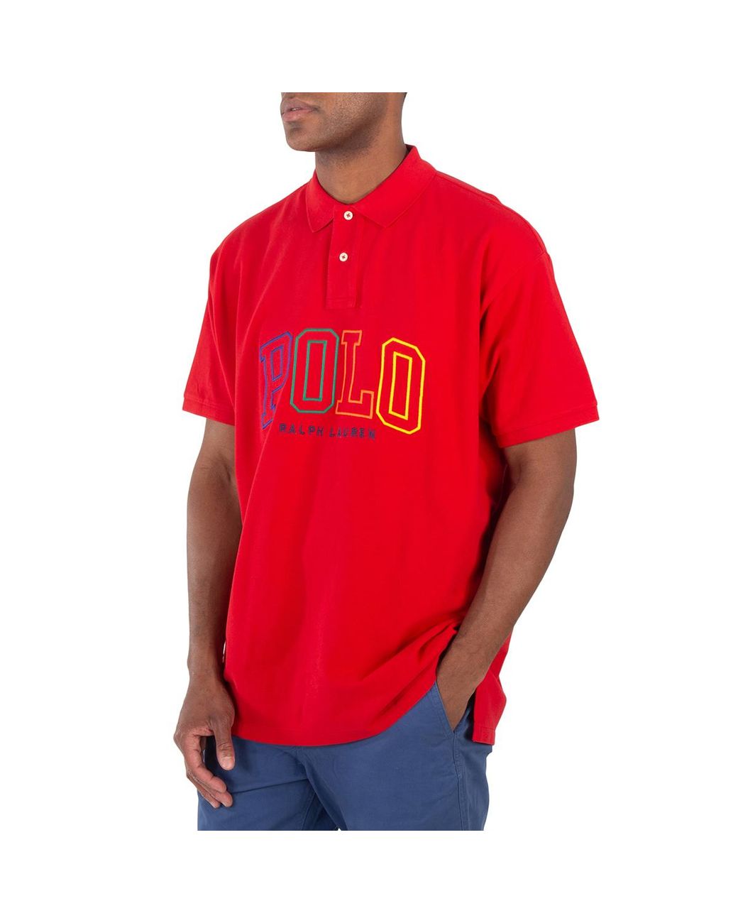 Polo Ralph Lauren Red 20/1 Big Fit Logo Mesh Polo Shirt for men