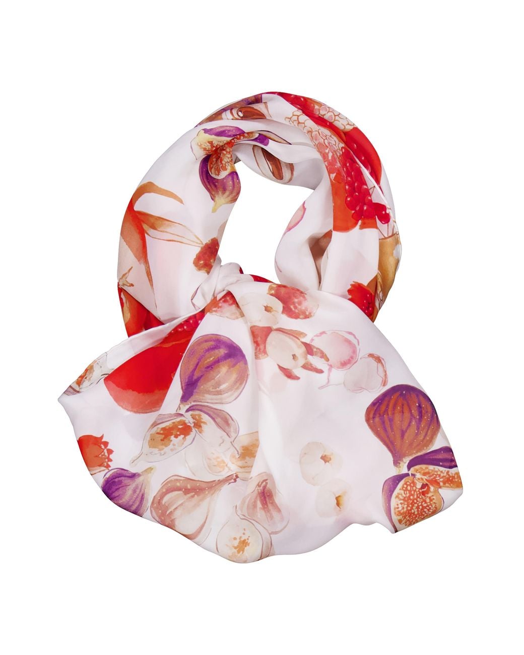 Ferragamo Red Pomegranate And Fig Print Silk Scarf for men