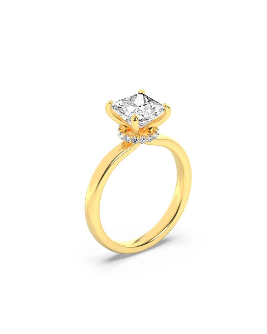 Mure And Co Metallic 2Ctw Princess Shaped Lab Grown Diamond (F/Vs) Hidden Halo Plain Shank Engagement Ring for men