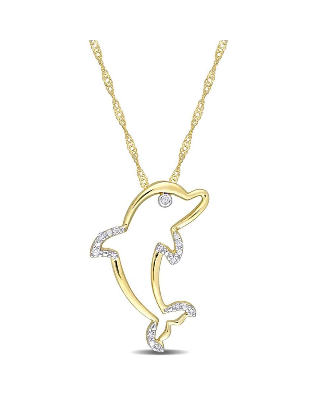 Amour Metallic Diamond Accent Dolphin Pendant With Chain for men