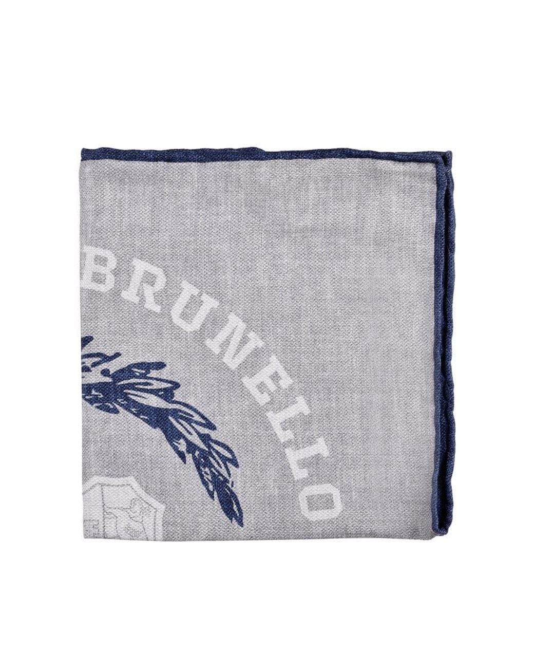 Brunello Cucinelli Blue And Patterned Pocketsquare, One Size for men