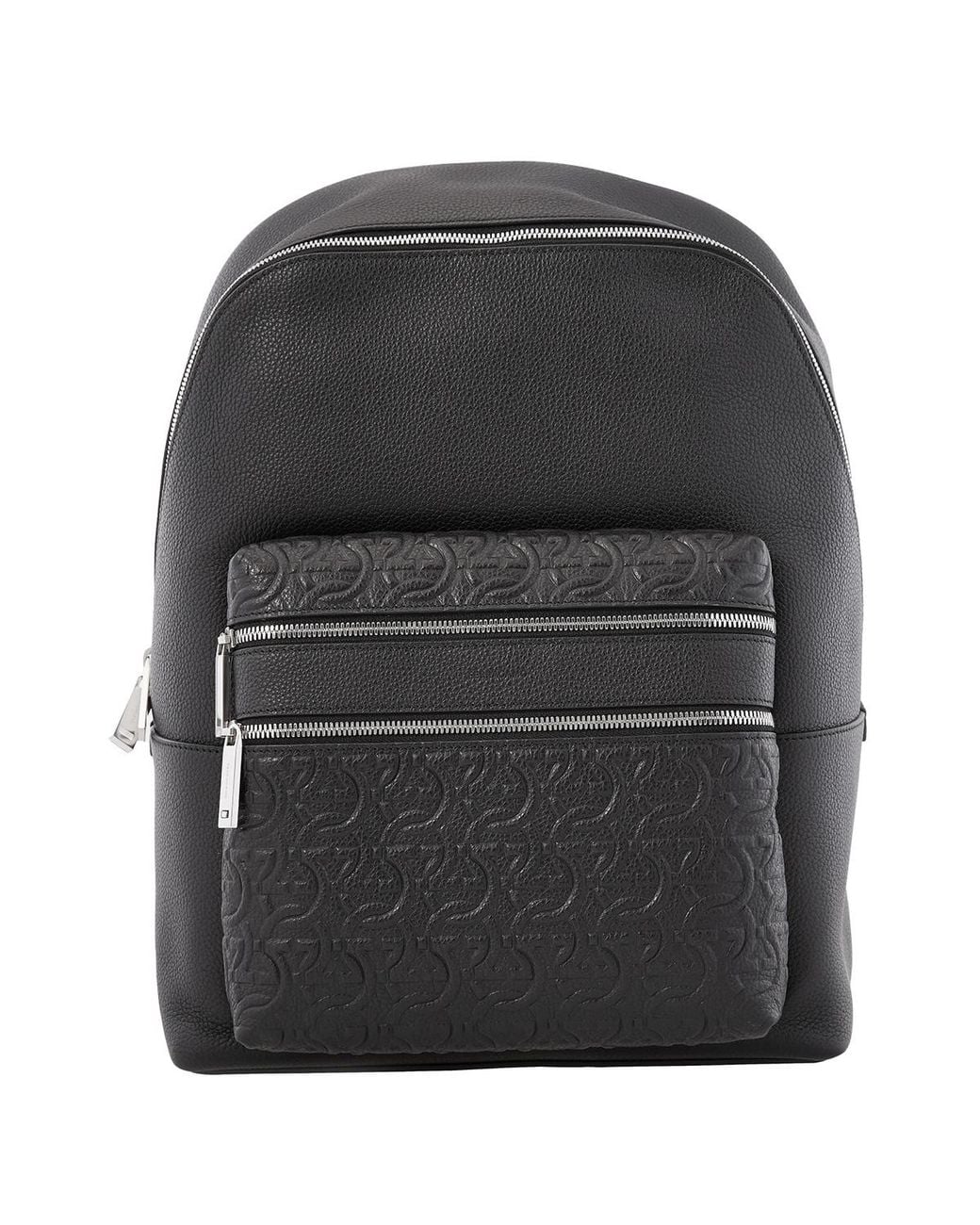 Ferragamo Gray Embossed Backpack for men
