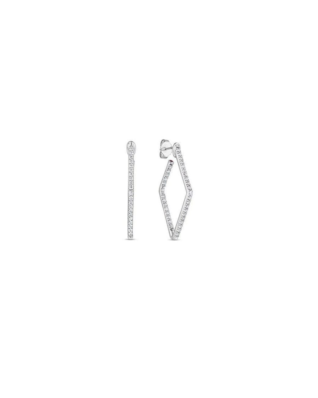 Roberto Coin Perfect Diamond Hoops Collection White Gold Diamonds Earrings for men