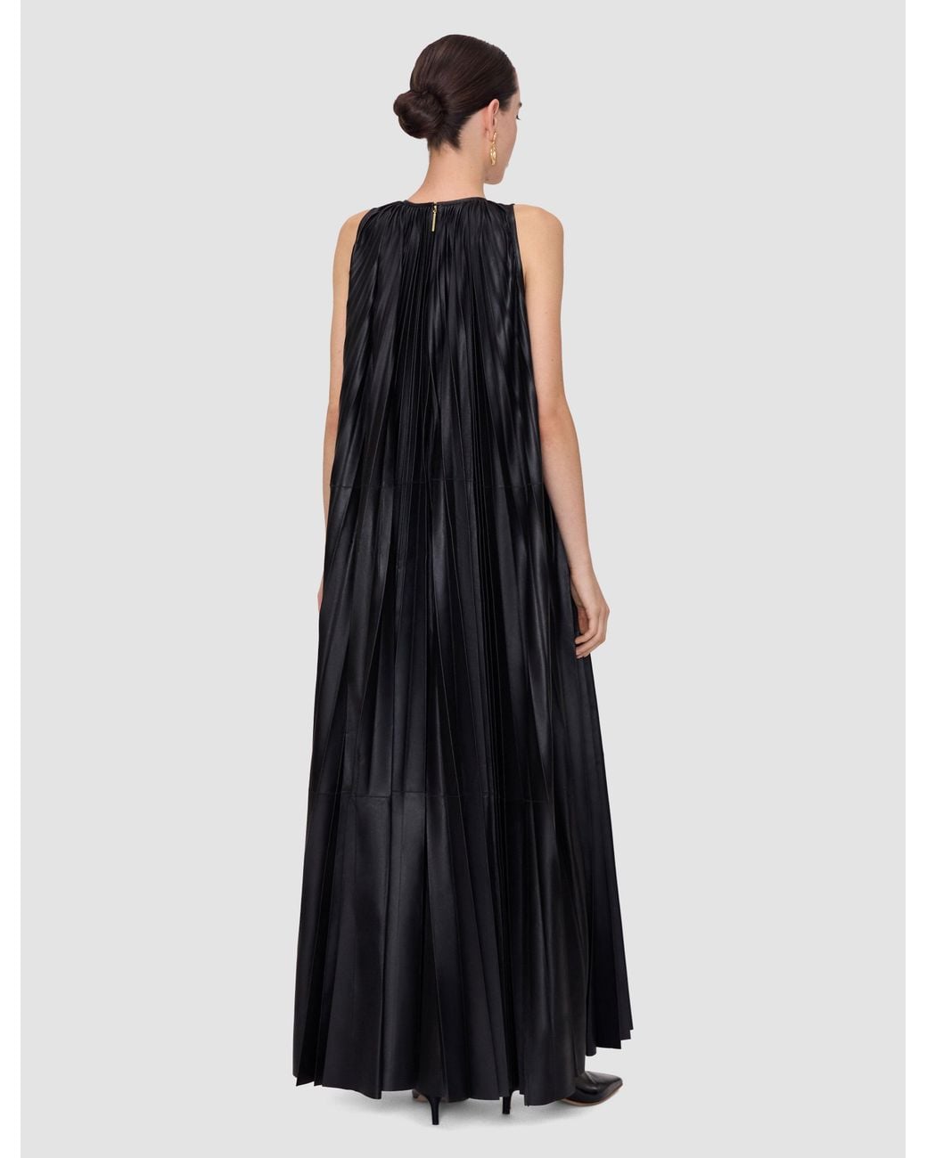 Joseph Black Calver Pleated Nappa Leather Dress