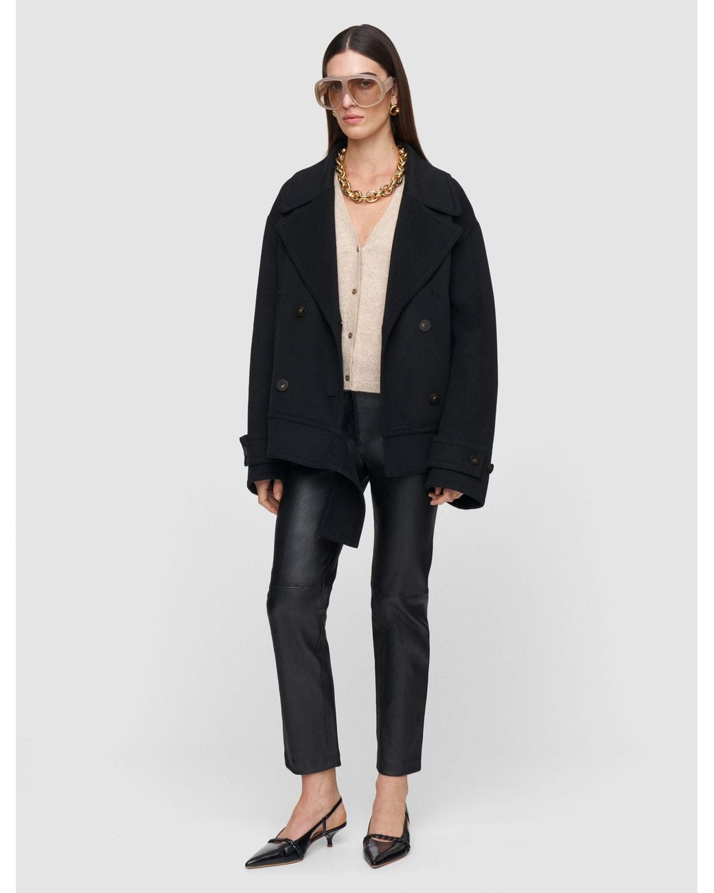 Joseph Black Weston Double Face Cashmere Pea Coat